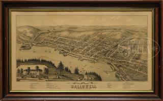 Appraisal: FRAMED BIRDS EYE VIEW OF THE CITY OF HALLOWELL MAINE