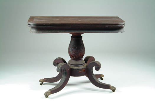 Appraisal: FEDERAL CARVED D-SHAPED MAHOGANY CARD TABLE Antique fold over card