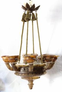 Appraisal: Continental alabaster chandelier Continental alabaster chandelier having eight lights with