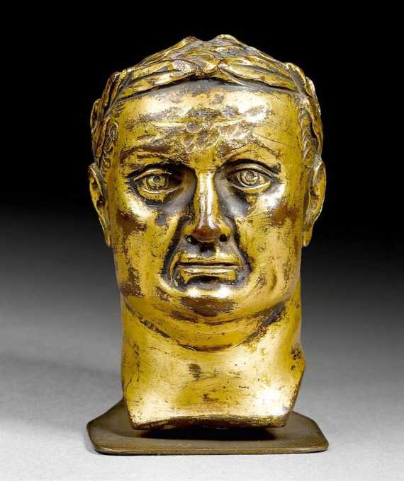 Appraisal: CAST BRONZE HEAD OF A ROMAN EMPEROR early Baroque Italy