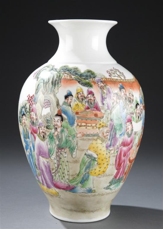 Appraisal: Chinese painted porcelain vase Early th century Of ovoid form