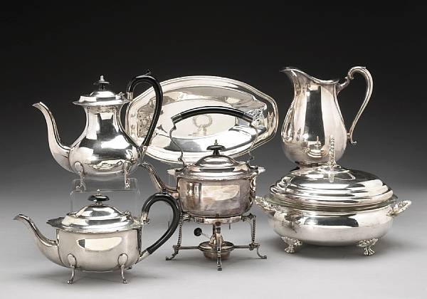 Appraisal: A group of plated table articles Comprising English piece tea