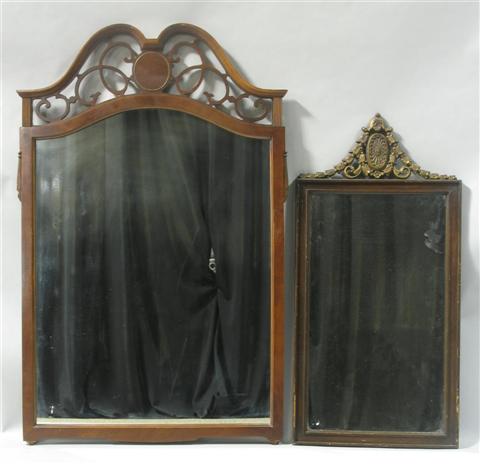 Appraisal: TWO VICTORIAN STYLE MAHOGANY MIRRORS The largest - h w