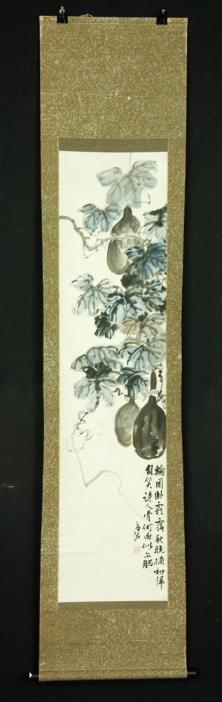 Appraisal: - Chinese Scroll Painting of Gourd Vines Scroll painting of