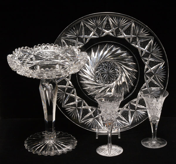 Appraisal: Four pieces of American Brilliant cut glass including two cordials