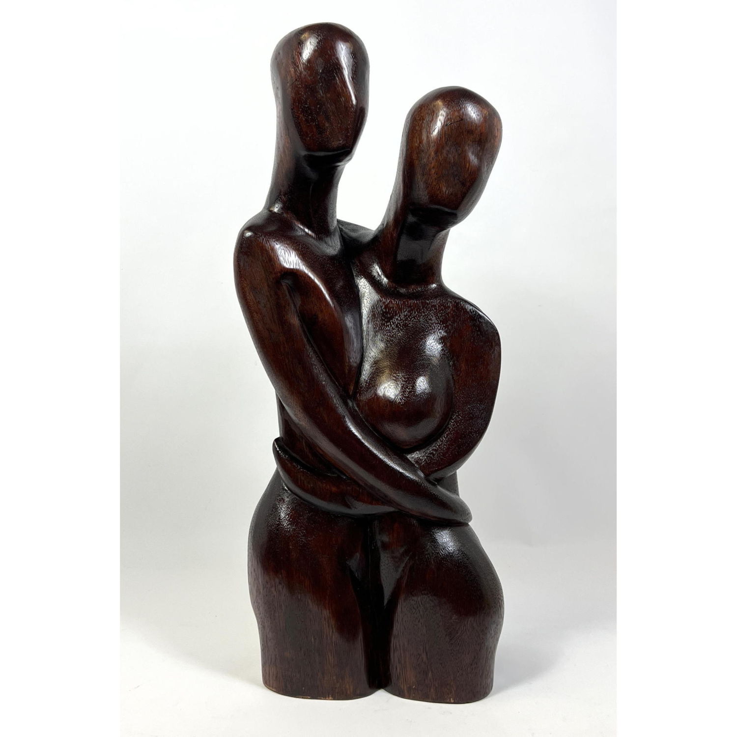 Appraisal: Signed ALEXANDRE NOLL Carved Wood Figural Sculpture Two embracing figures