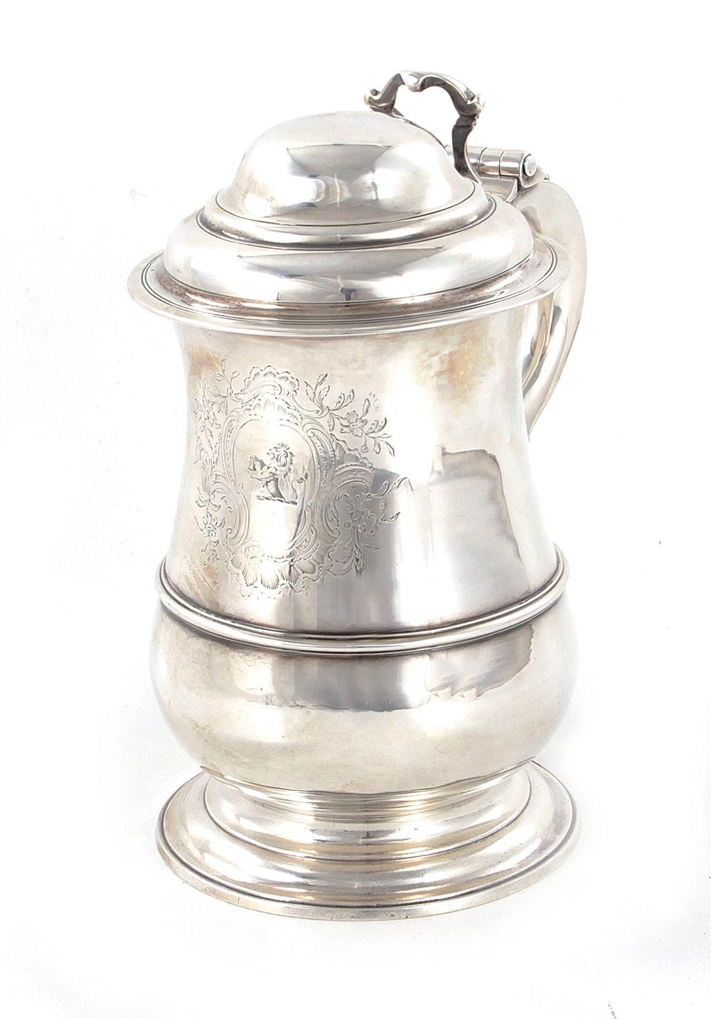 Appraisal: George II silver tankard Thomas Whipham London dated baluster-form vessel