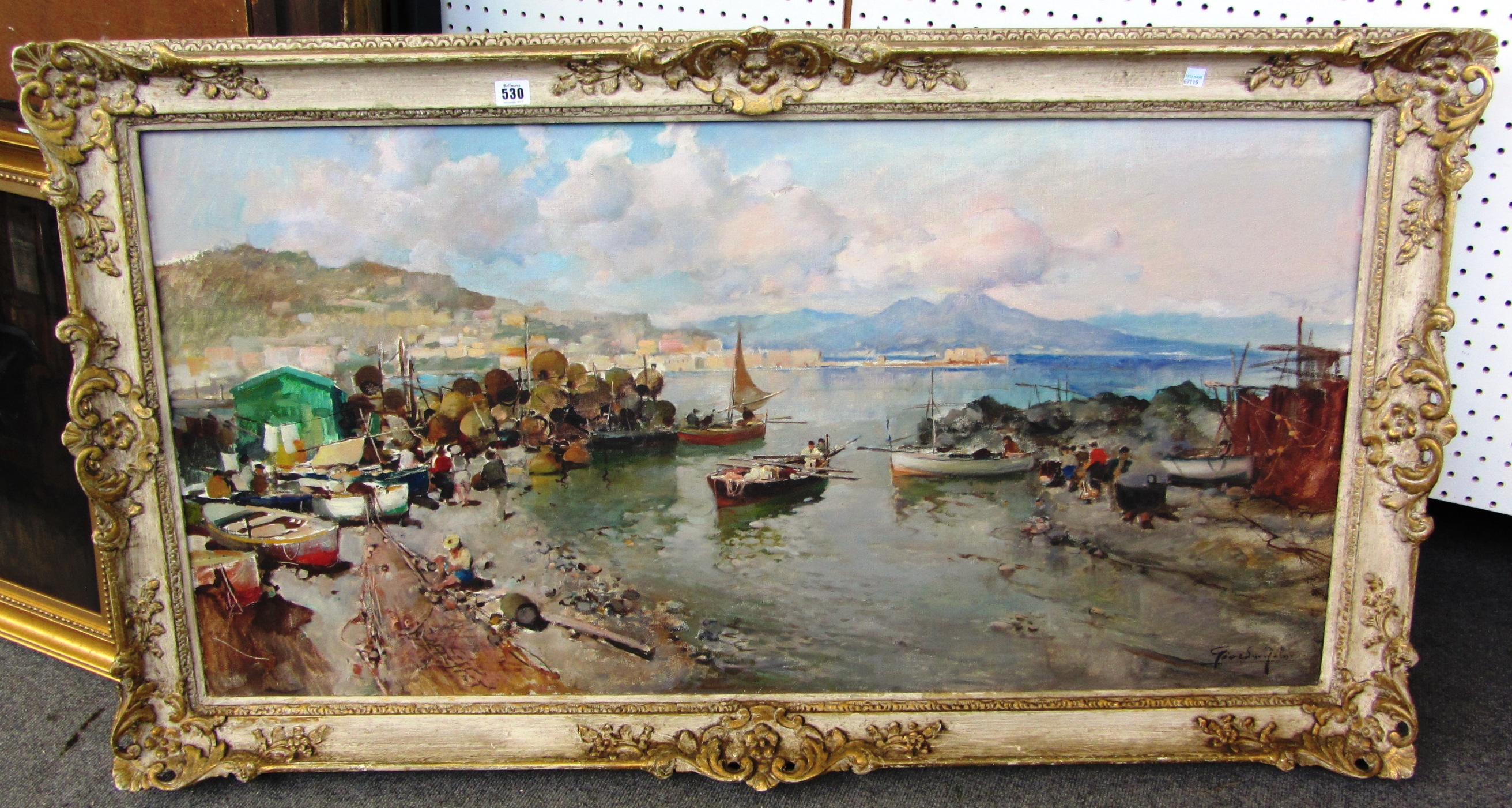 Appraisal: Felice Giordano - Fisherfolk in the Bay of Naples oil