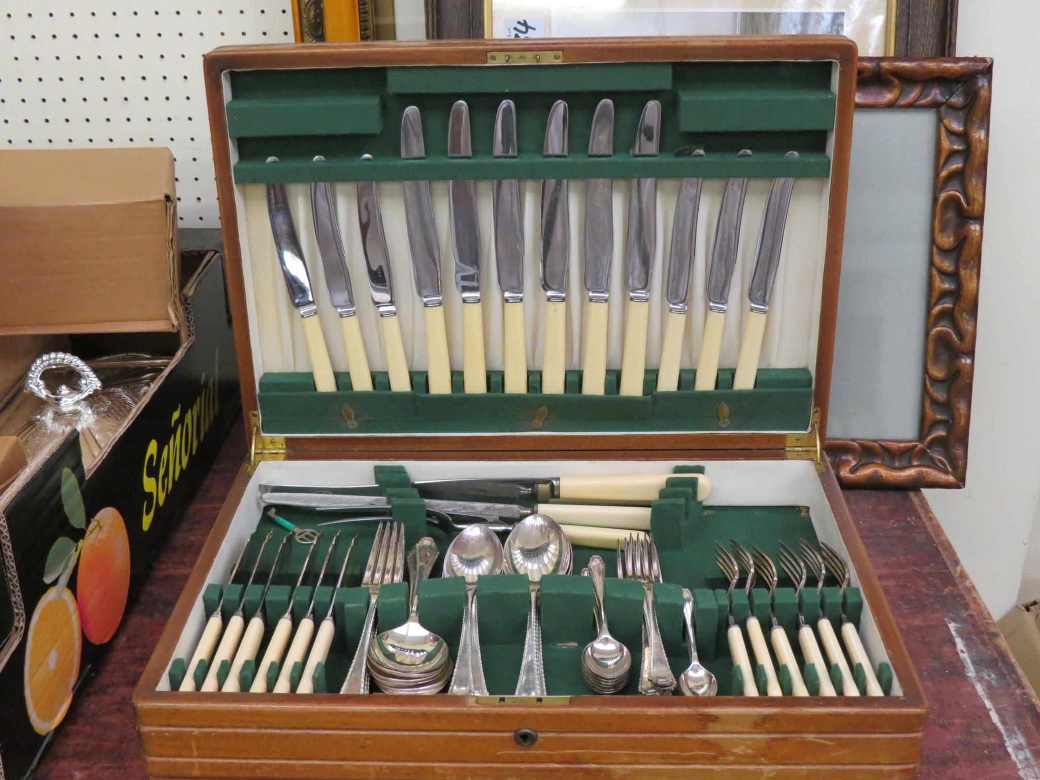 Appraisal: A canteen of silver plated cutlery sixty-seven pieces for a