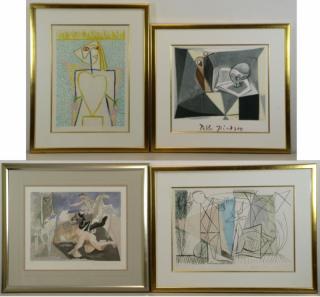 Appraisal: After PICASSO Pablo Four Lithographs Femme au Buste en Coeur