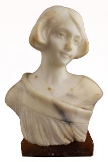 Appraisal: Antique Carved Alabaster Bust of a Woman Antique Carved Alabaster