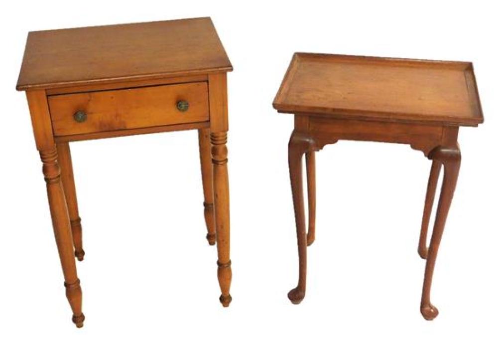 Appraisal: Sheraton single-drawer stand and a Queen Anne style stand details