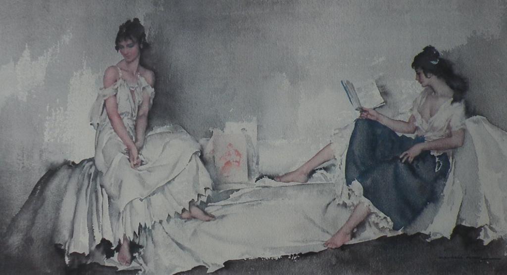 Appraisal: After Sir William Russell FlintTwo figures seated on a bed