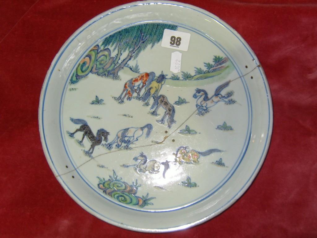 Appraisal: A th century Chinese plate with polychrome painted decoration of