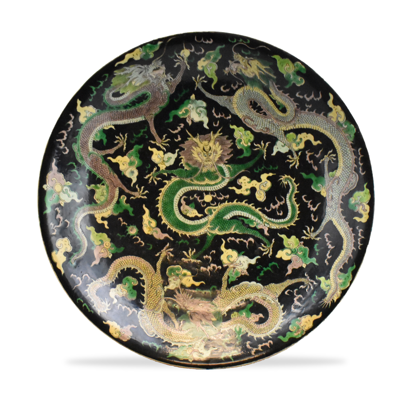 Appraisal: A Chinese famille noir chargere with dragon design dating from