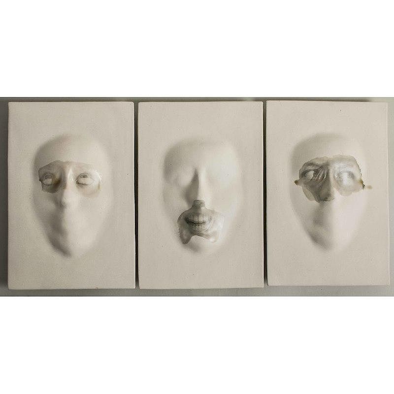 Appraisal: Porcelain Facial Mask Plaques Carol Lawton Lot of three photo