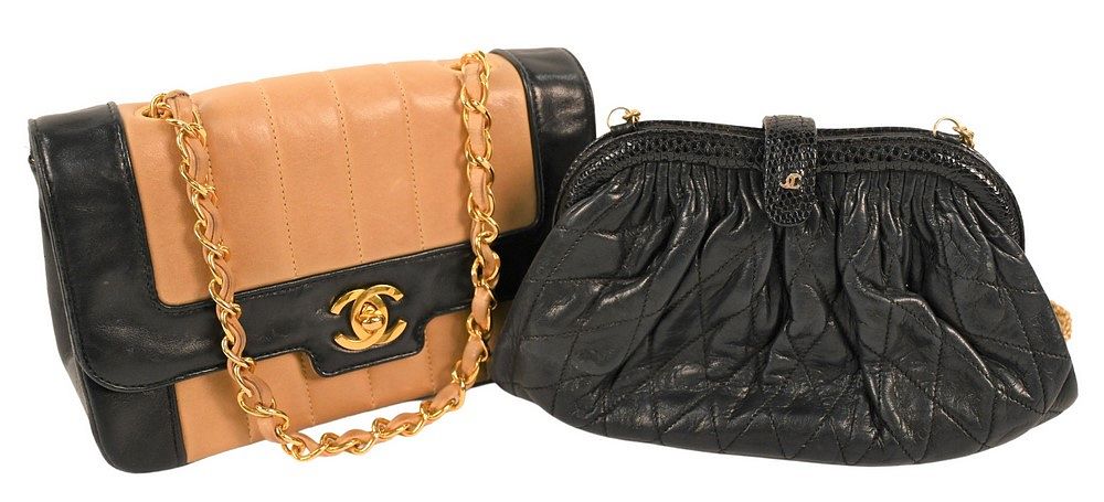 Appraisal: Two Vintage Chanel Purses to include tan quilted leather small