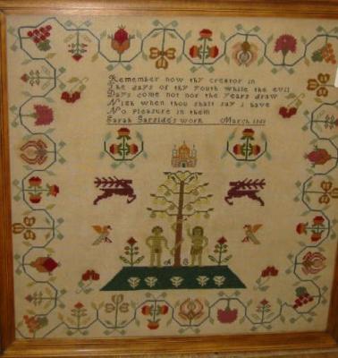 Appraisal: A VICTORIAN SAMPLER worked by Sarah Garside and dated March