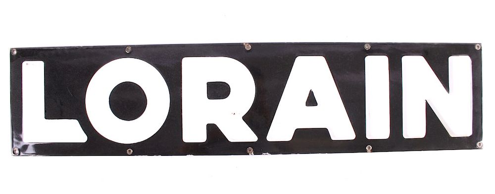 Appraisal: Lorain Heavy Equipment Porcelain Enamel Sign For bidding in this