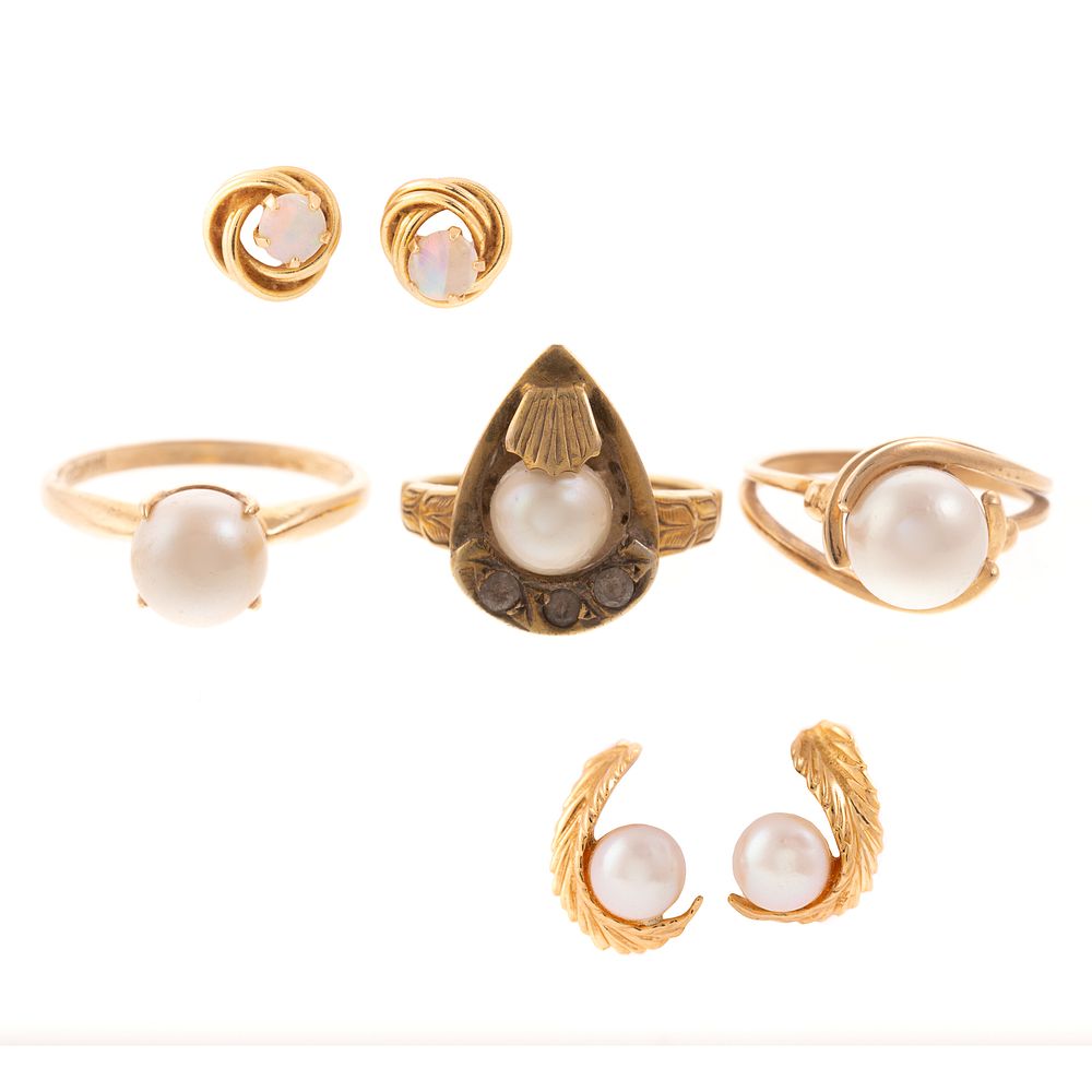 Appraisal: Various Pearl Jewelry in K Yellow Gold K yellow gold