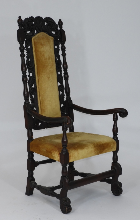 Appraisal: C ENGLISH HISTORIC WILLIAM PENN OAK ARM CHAIR England th