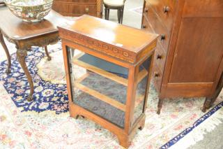 Appraisal: Pair of French style inlaid curio cabinets with beveled glass