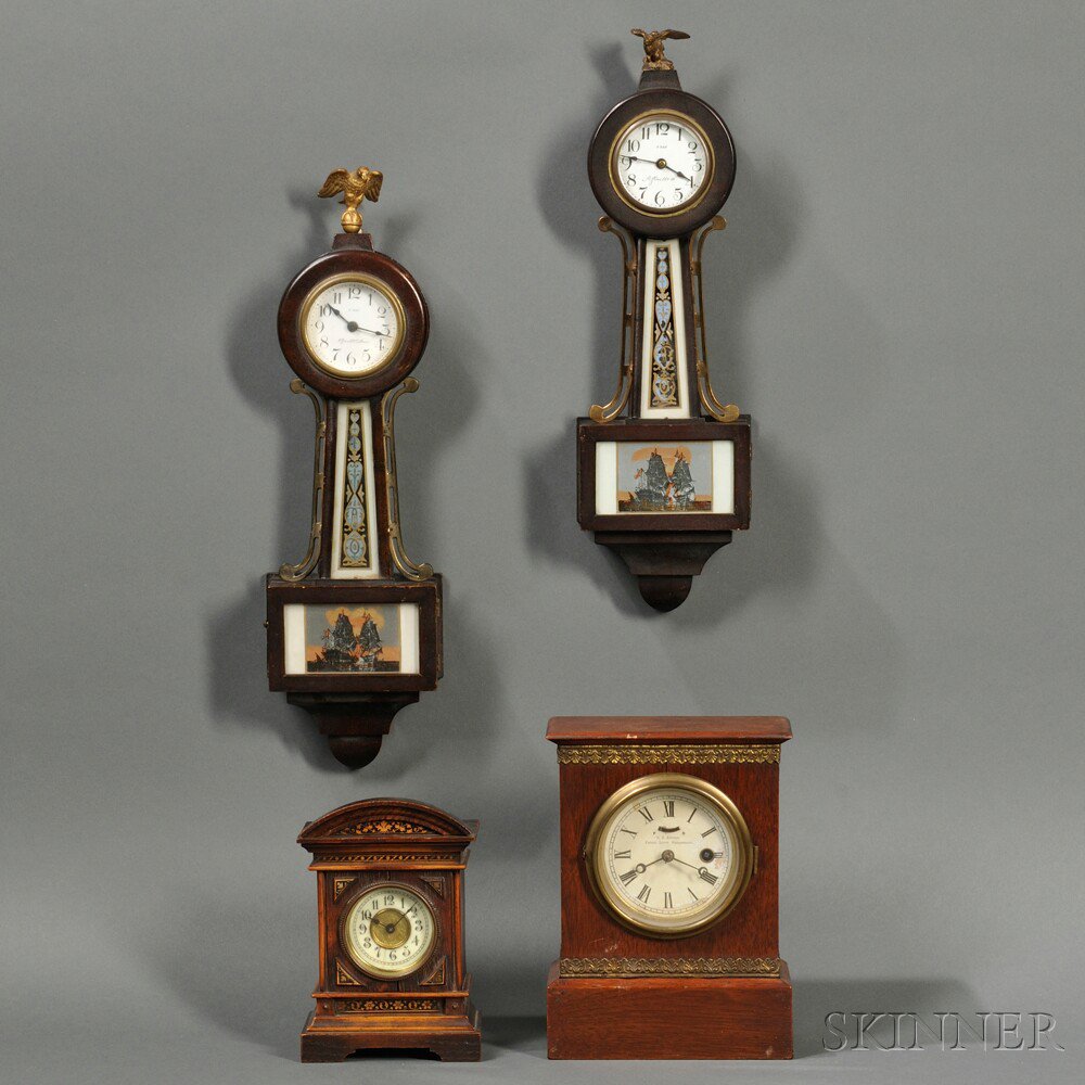 Appraisal: Four Lever Escapement Clocks two A Stowell Co eight-day miniature