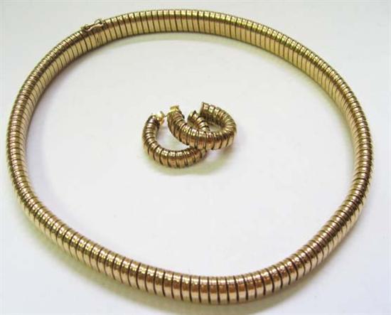 Appraisal: An English Gold Necklace and Earrlings K yellow gold marked