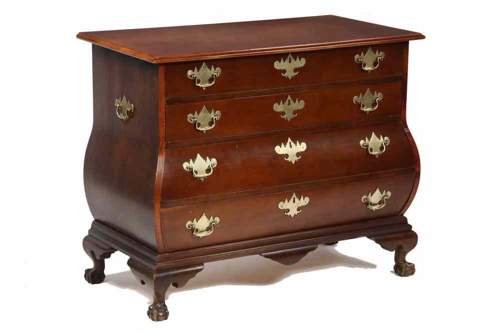 Appraisal: CHEST OF DRAWERS - Custom mahogany Chippendale kettle-base ball and