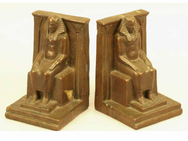 Appraisal: One pair copper clad and weighted bookends in the Egyptian