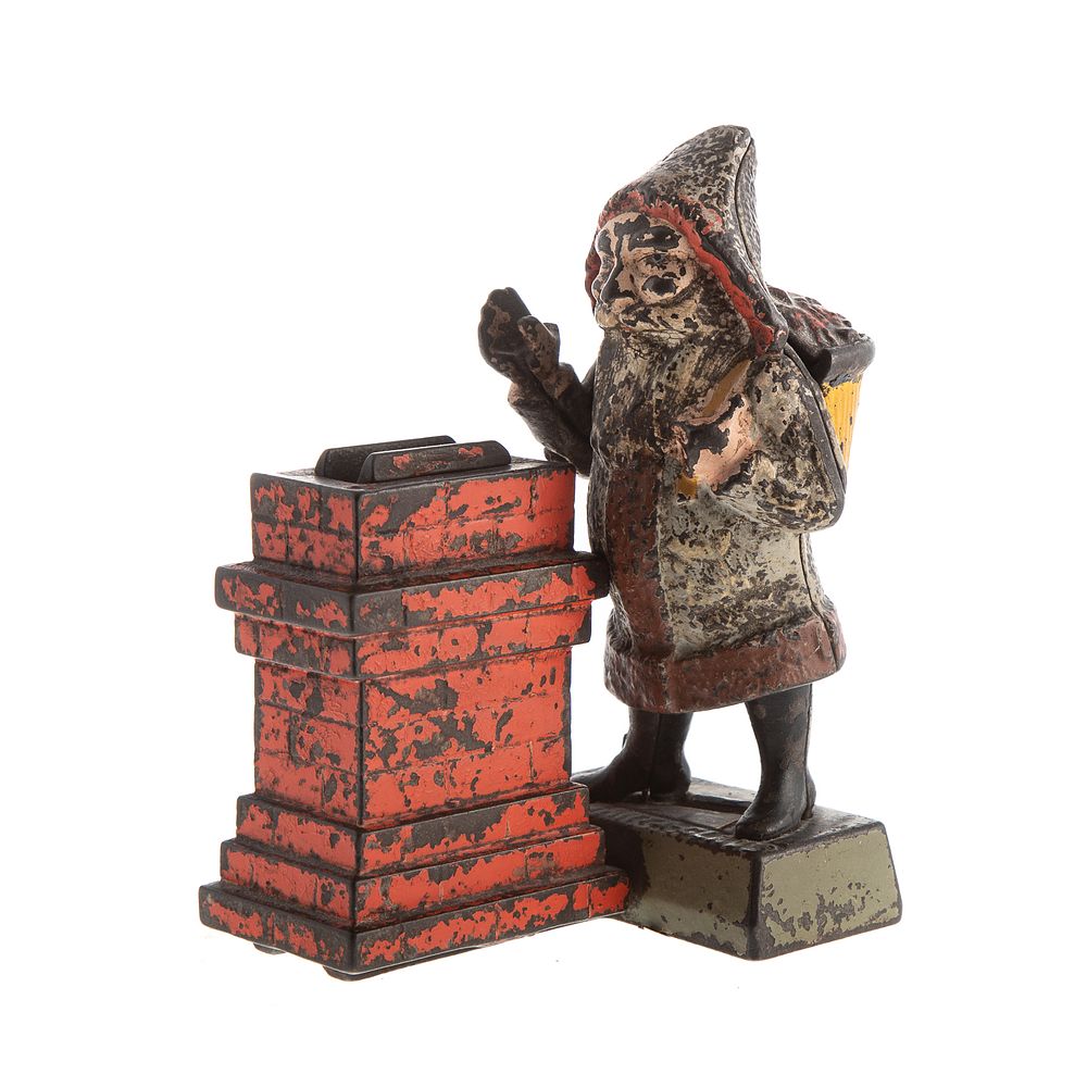 Appraisal: Santa at the Chimney Cast Iron Mechanical Bank Circa by