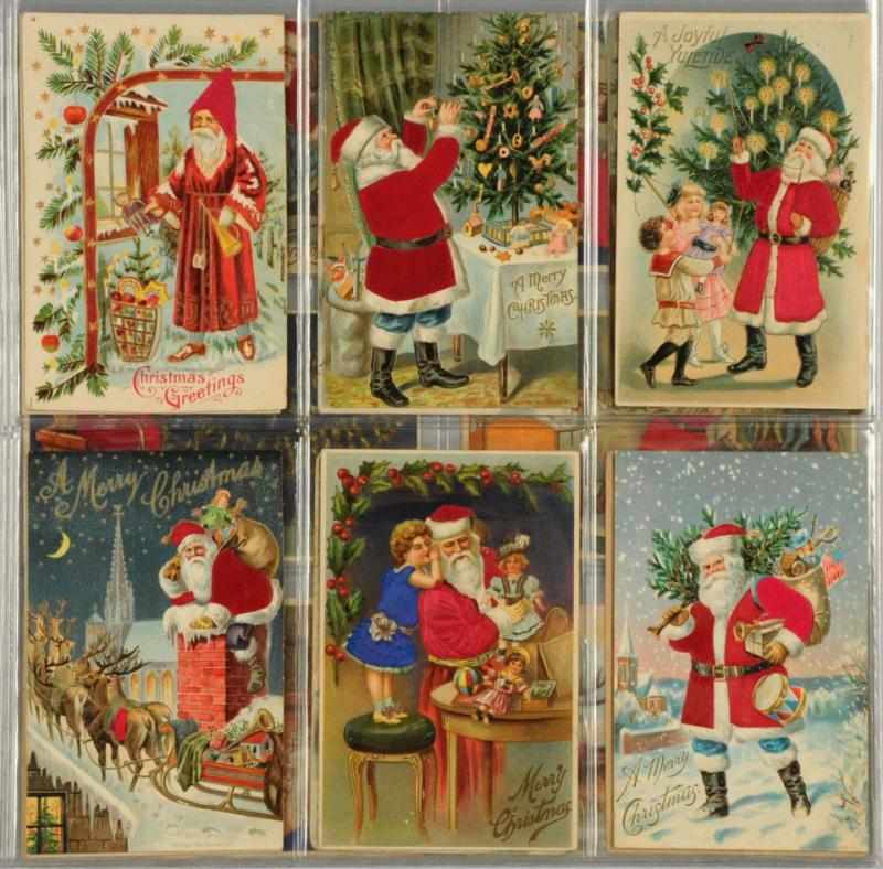 Appraisal: Lot of Santa Postcards All with red velvet coats Many