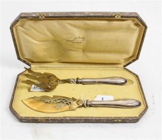 Appraisal: A French Silver and Gilt-Metal Fish Serving Set comprising a