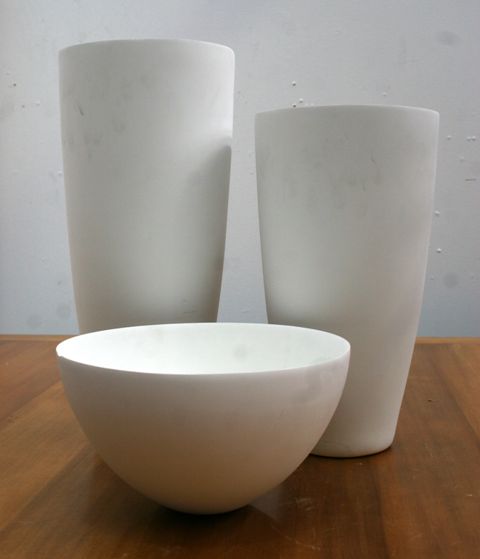 Appraisal: Two white ceramic vases by Kose Milano the largest cm