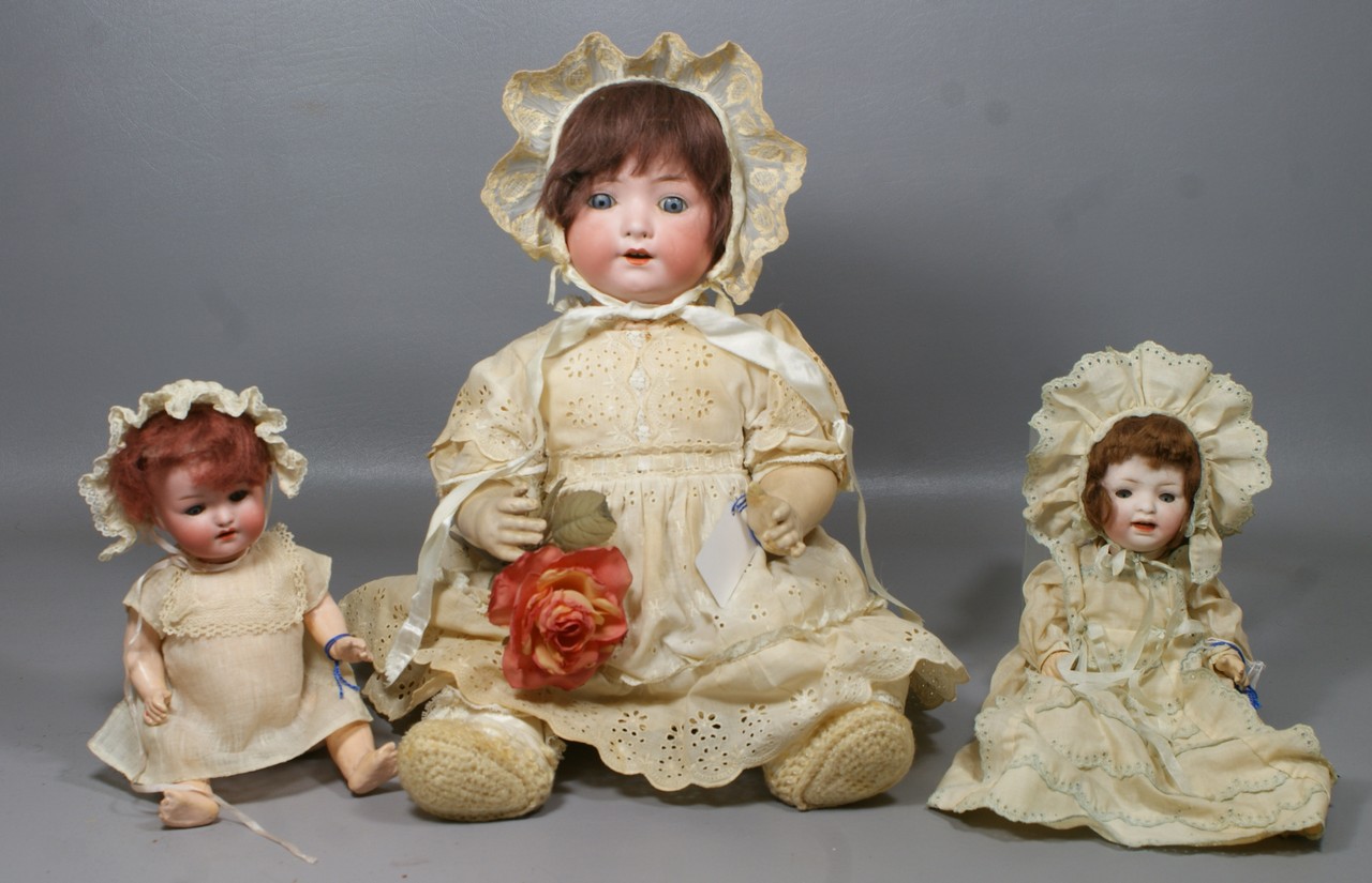 Appraisal: Bisque Head Baby Dolls the larger is incised Heubach Kopplesdorf