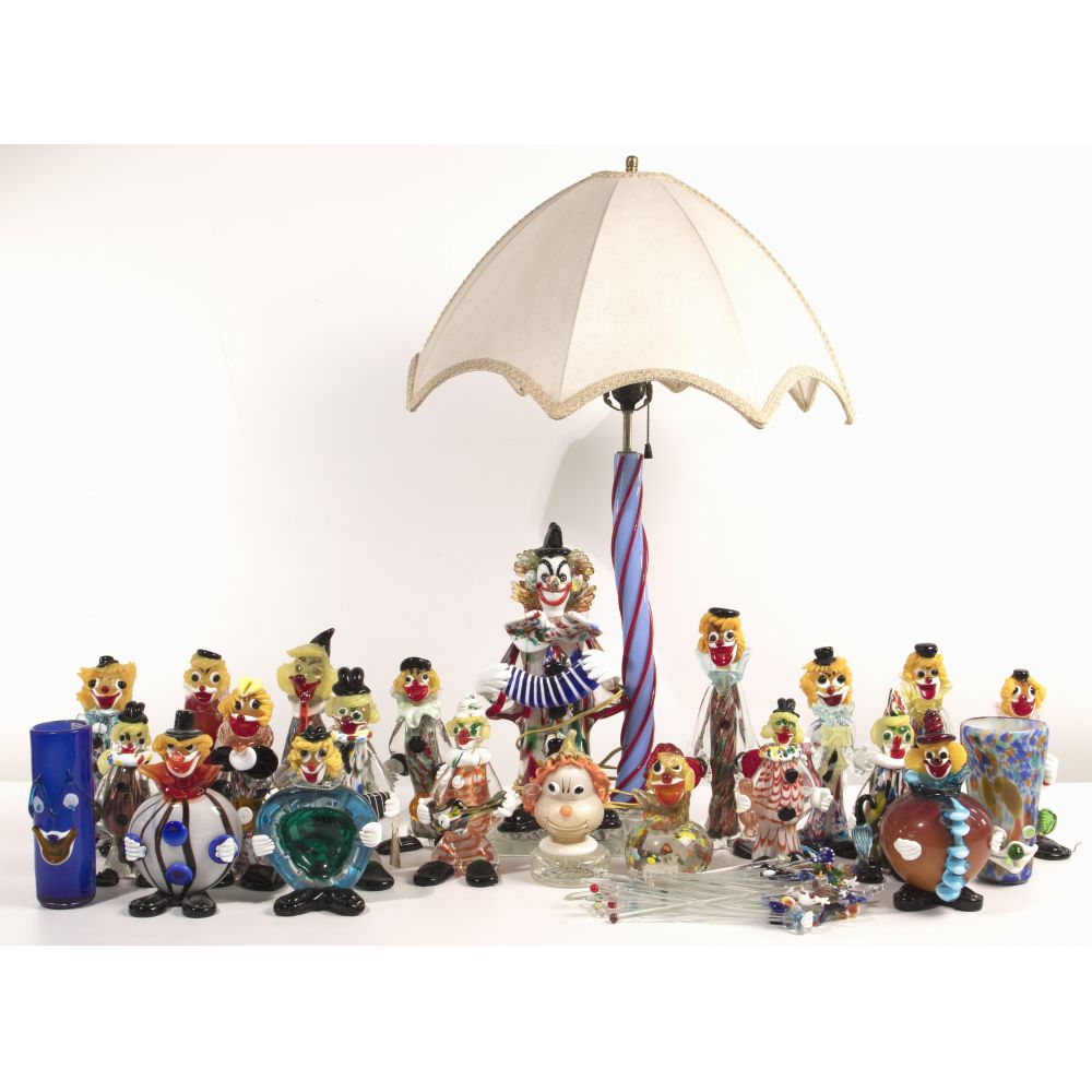 Appraisal: ART GLASS CLOWN FIGURINE ASSORTMENT items including clowns some having