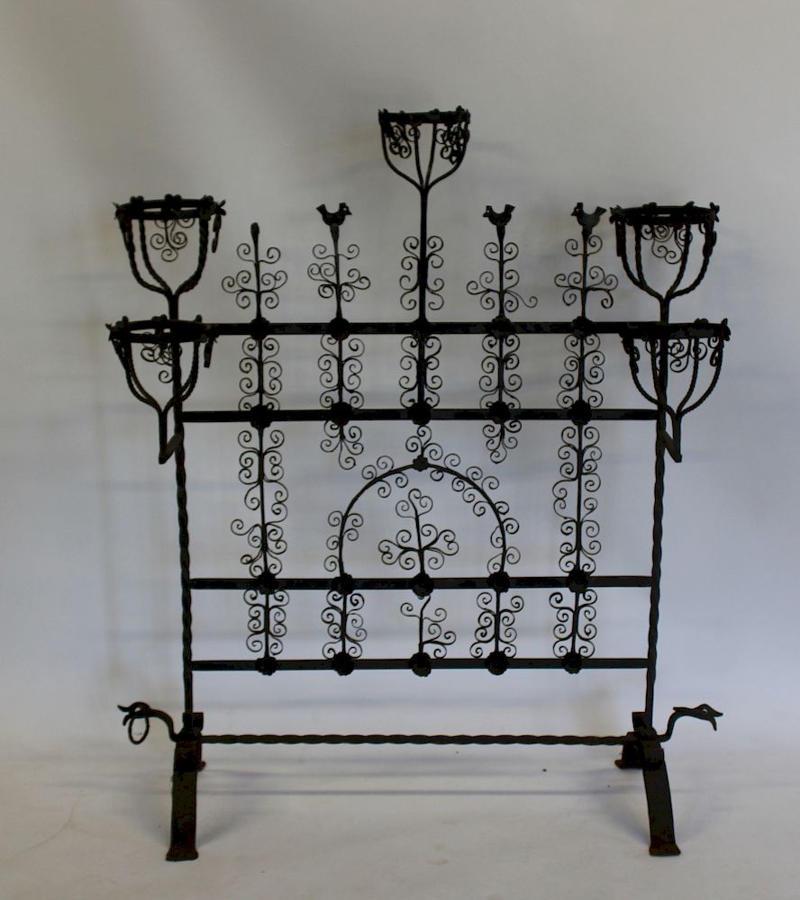 Appraisal: Antique Orrnate Fire Screen Planter A rare and great piece