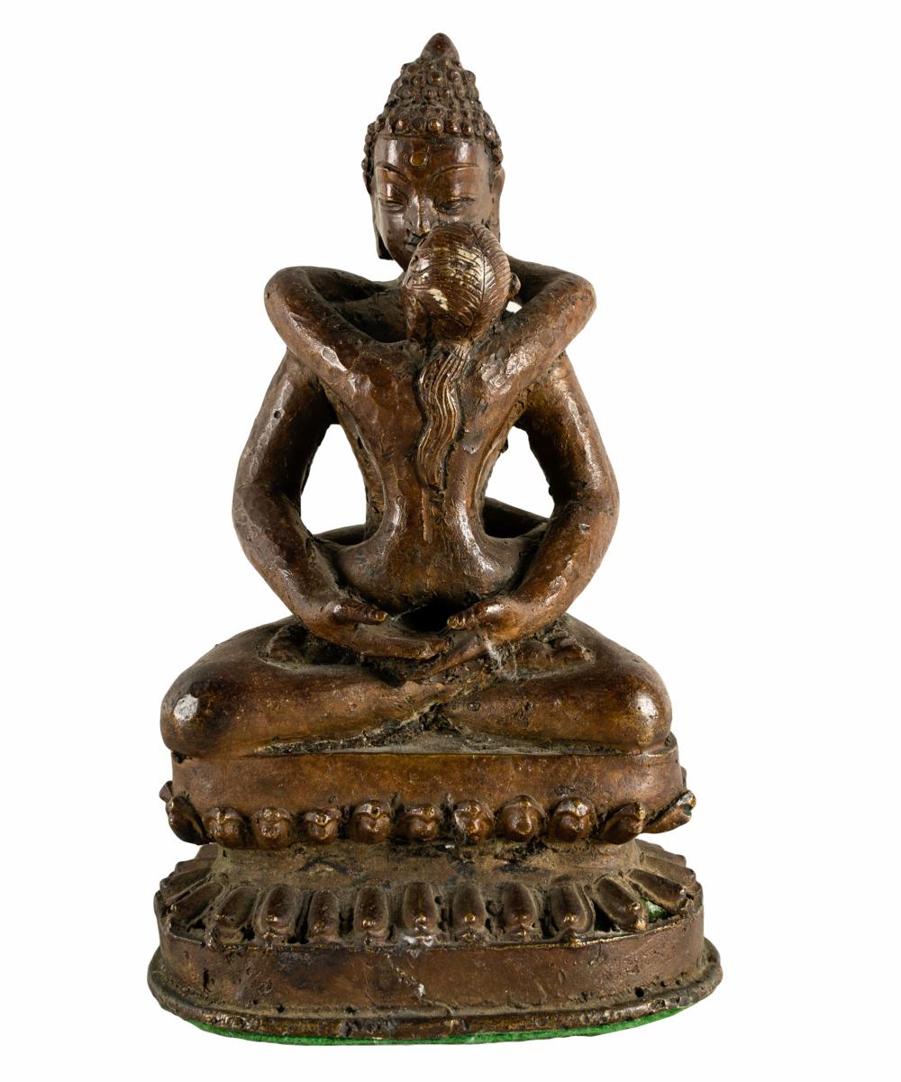 Appraisal: BUDDHA FIGUREpatinated bronze unsigned inches high Condition