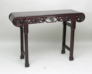 Appraisal: A Chinese Scroll Table with a Marble Insert in the