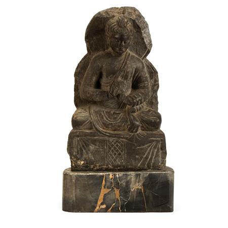 Appraisal: Ghandaran Gray Schist Figure of Buddha Estimate -