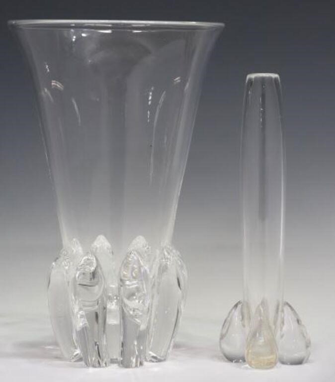 Appraisal: lot of Steuben colorless art glass vases mid th c