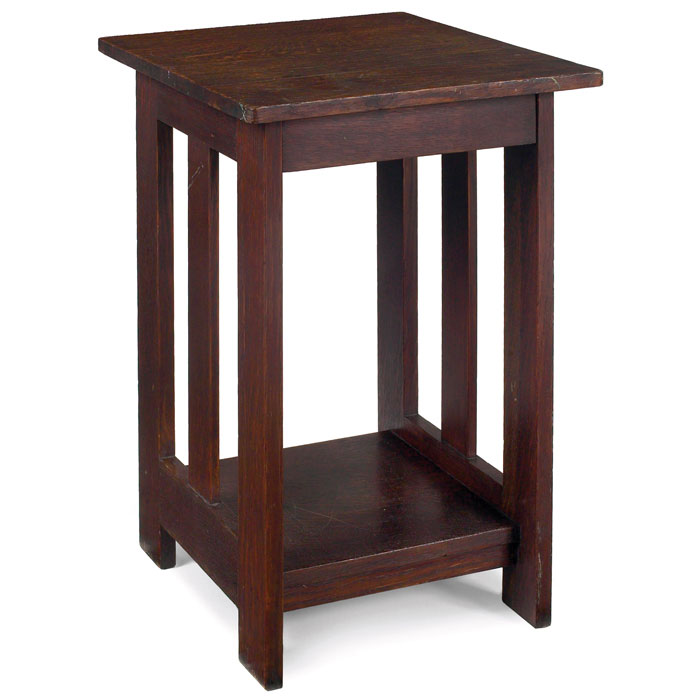 Appraisal: Limbert tabouret square top over a lower shelf signed with