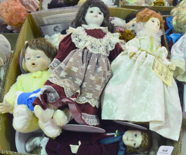 Appraisal: Bx Of Collectible Vinyl Porcelain Dolls BearsIncluding dolls by Seymour