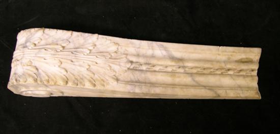 Appraisal: Scrolled and feather carved marble fragment base detached broken ''