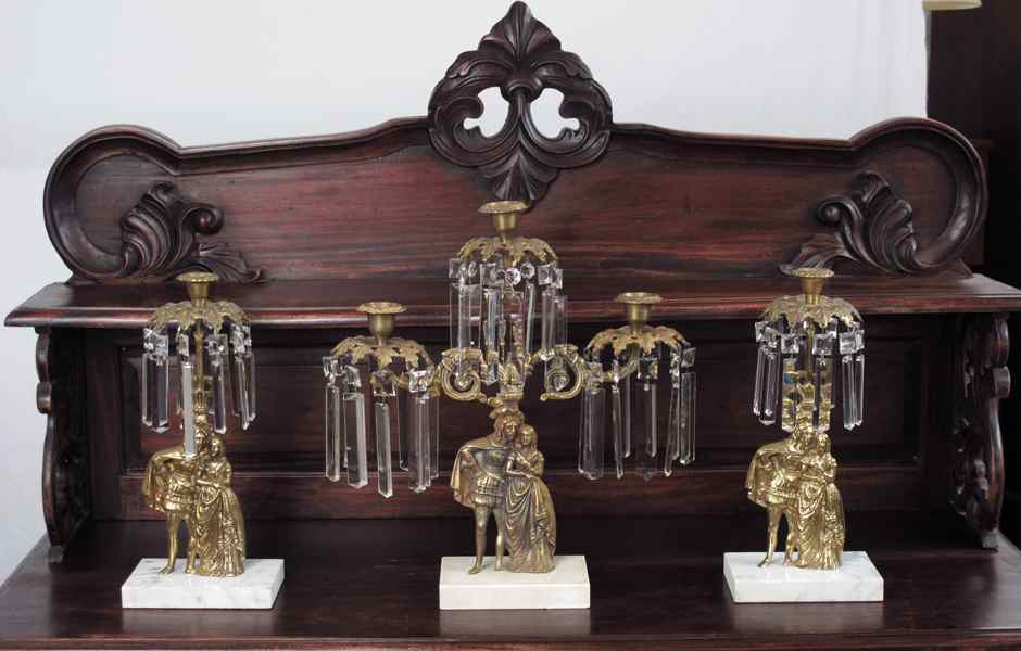 Appraisal: PIECE GIRONDOLE CANDLE STANDS Three light center stand '' tall