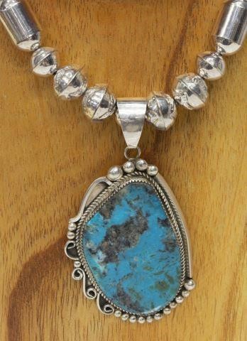 Appraisal: lot Native American silver jewelry including sterling silver necklace hallmarked