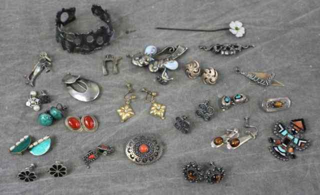 Appraisal: Sterling Lot of Assorted Jewelry Includes a signed modernist bracelet