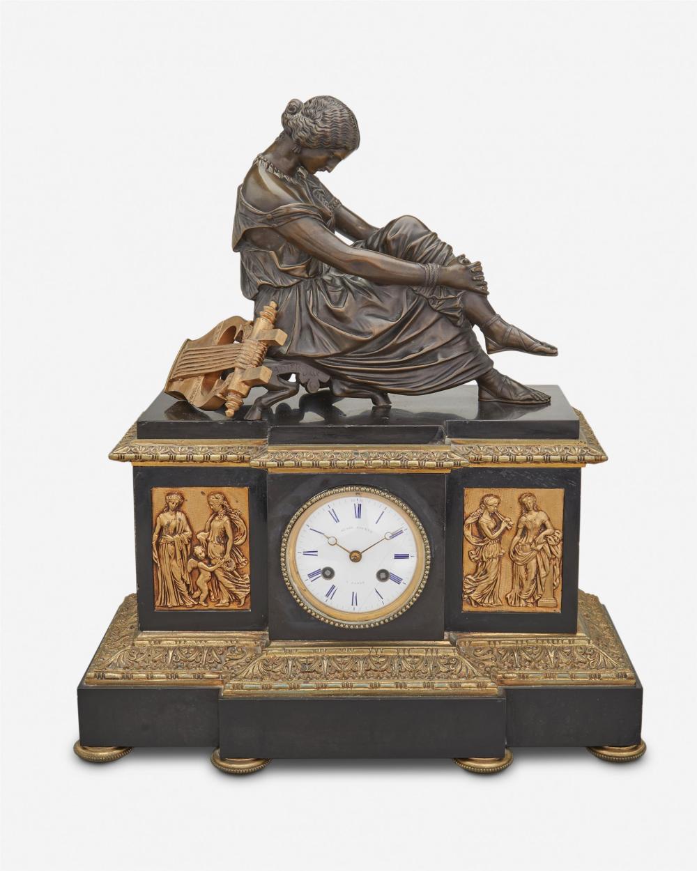 Appraisal: A James Pradier French figural mantel clock Late th early