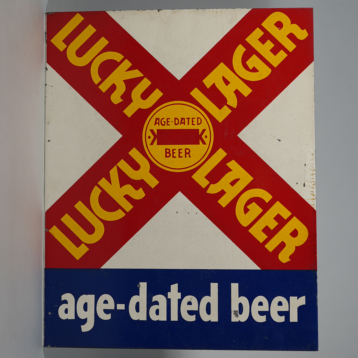 Appraisal: Lucky Lager Age-Dated Beer Tin FLANGE SignReference n aBrewery Lucky