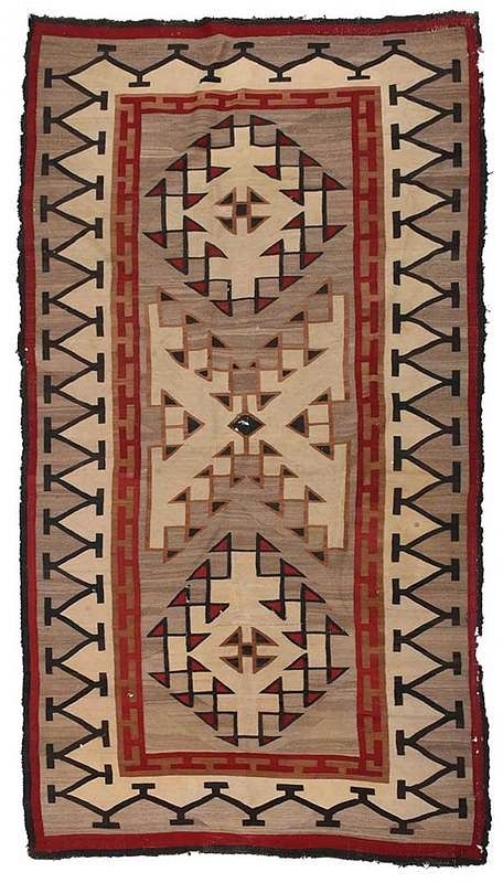 Appraisal: Large Navajo Rug early th century Crystal or Teec Nos